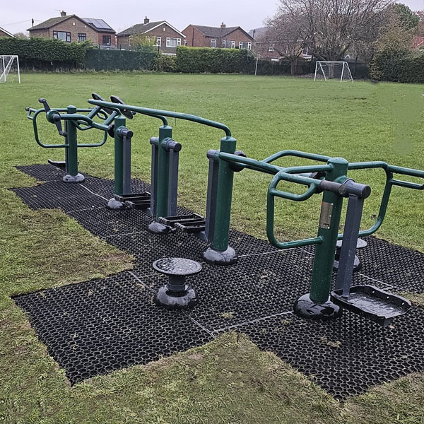 Fitness equipment at outdoor park in North Wales