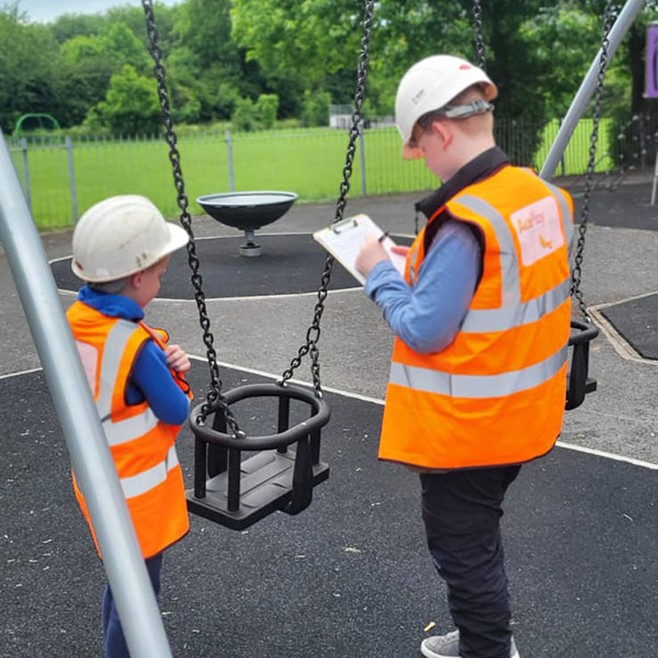 Playground equipment being repaired in North Wales