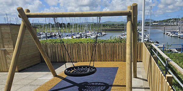 Outdoor swing at Boom Cymru