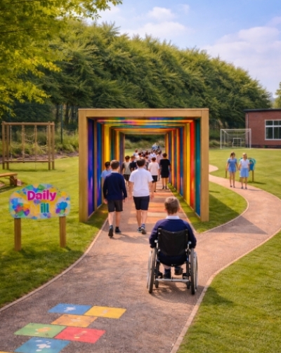 Coloured polycarbonate sensory tunnel