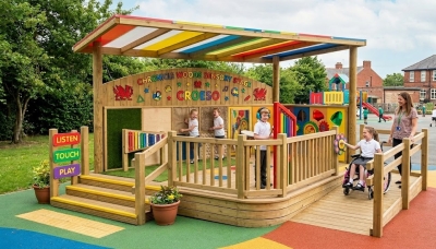 Inclusive Sensory Stage with Canopy & Accessible Ramp