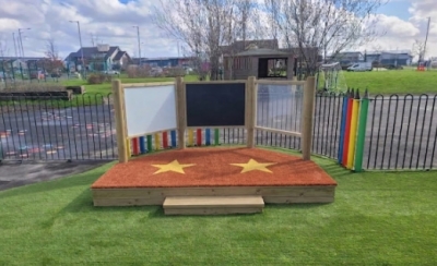Outdoor Performance Stage with All-Weather Surface & Mark-Making Panels