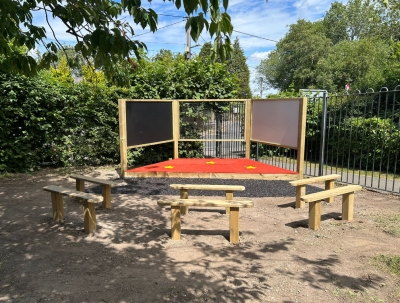 Outdoor Performance Stage with All-Weather Surface & Mark-Making Panels