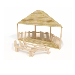 6m sheltered half hex stage with seating